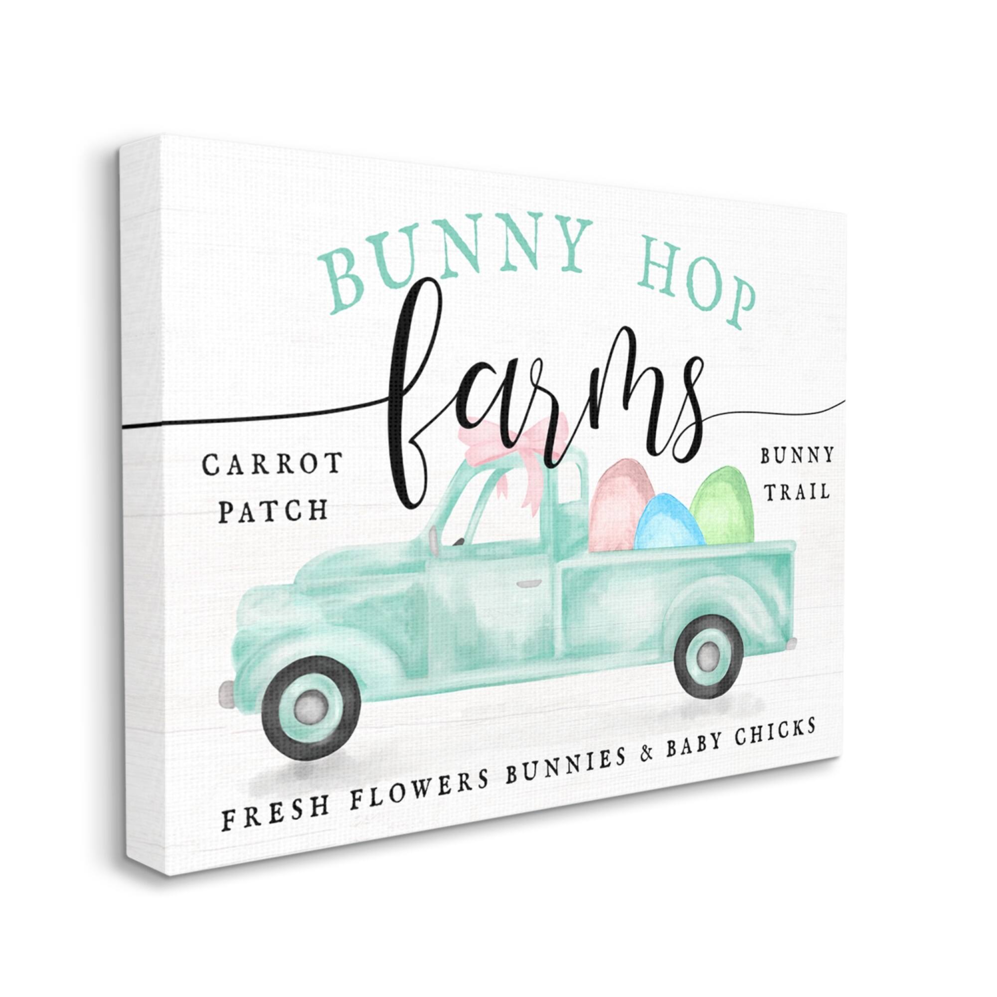 Stupell Industries Bunny Hop Farms Sign Easter Egg Green Truck Canvas Wall Art